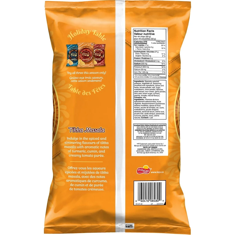 Lay’s croustilles assaisonnées Tikka Masala 220 g.