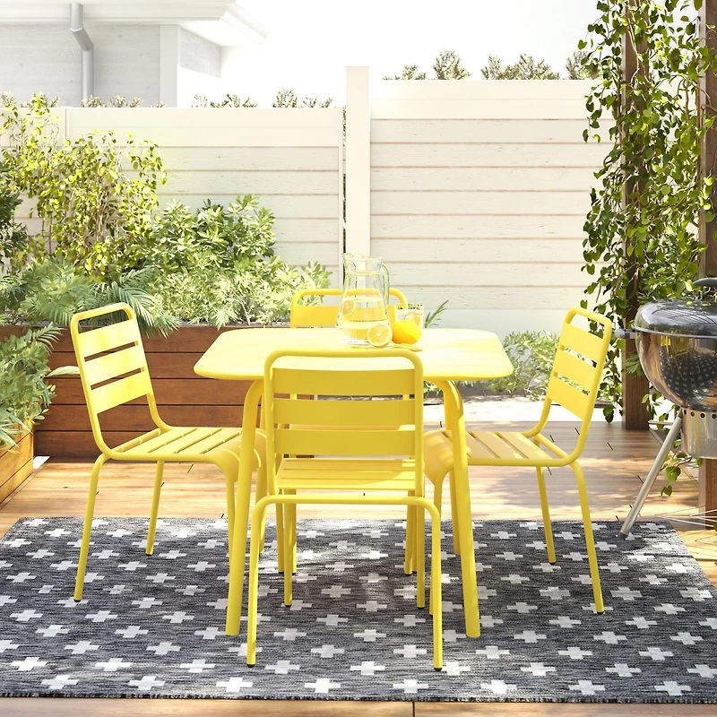 Novogratz Poolside Gossip Collection, June Square Dining Table, Yellow