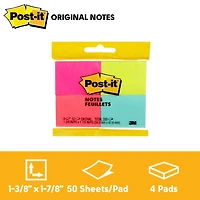 Post-it® Notes 653-4-N, Cape Town Collection, 4 Pads/Pack, 50 Sheets/Pad, 1-3/8 in x 1-7/8 in