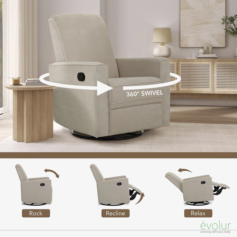 Evolur Raleigh Basic Glider |Recliner| Rocker