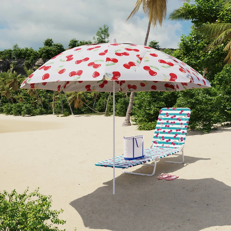 Parasol de plage octogonal Cerises et marguerites 2,1 m Mainstays
