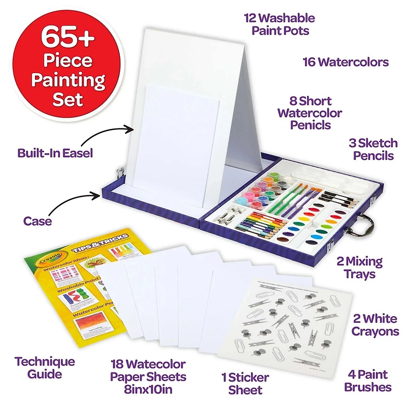 Crayola Paint & Create Easel Art Case, Dual-sided tabletop easel