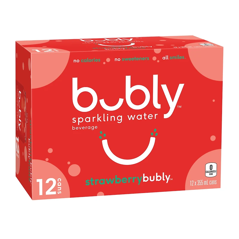 Bubly™ Eau Pétillante Saveur Fraise 12 x355 mL, Canettes