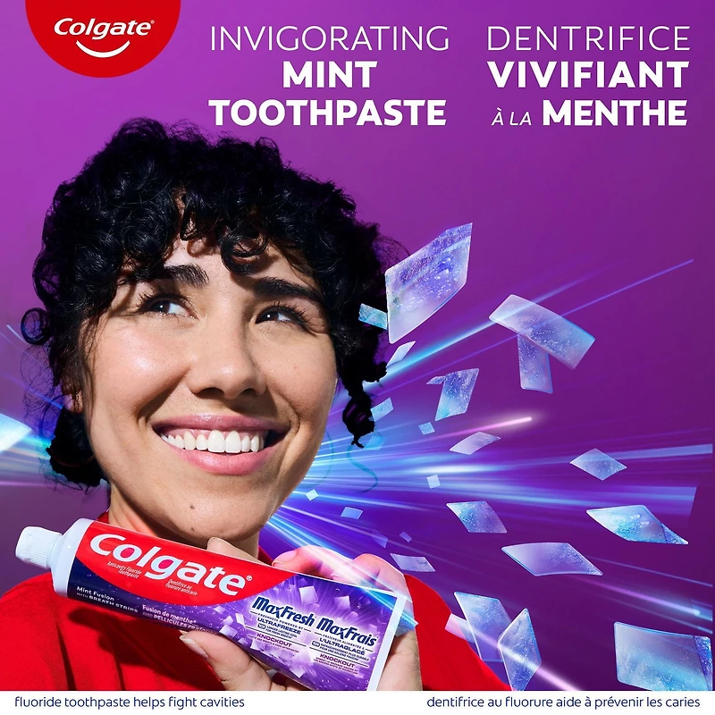 Colgate Max Fresh Knockout Toothpaste with Mini Breath Strips, Electric Mint, 150 mL
