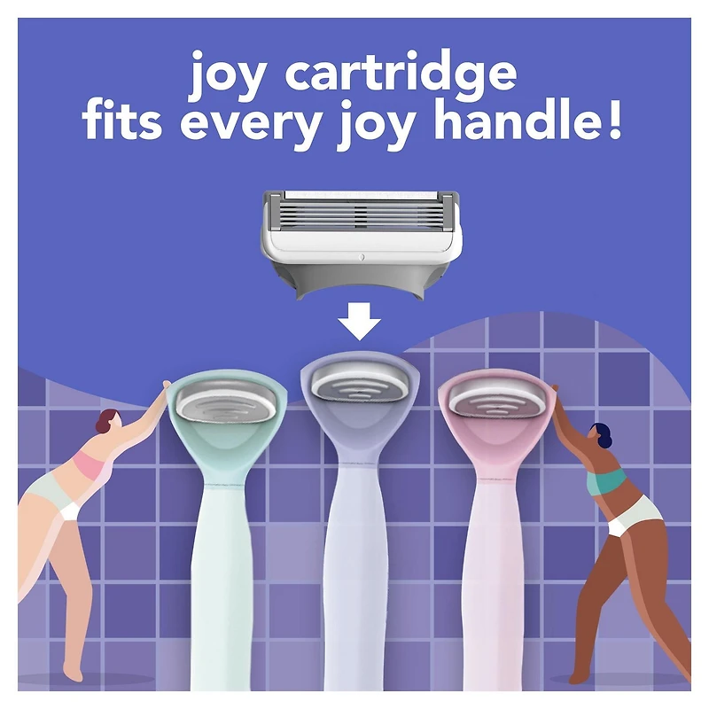 joy lavender razor for women, shave kit with 1 handle + 2 razor blade refills