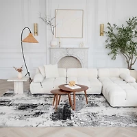 Tapis d'interieur classique Atlas Rug Branch, gris beige, moderne - Salon, chambre, salle a manger et cuisine