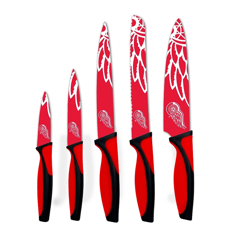 SET DE COUTEAUX DE CUISINE 5 PIÈCES SOUS LICENCE OFFICIELLE LNH DETROIT RED WINGS