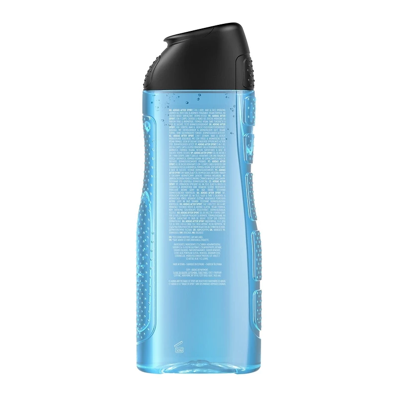 adidas After Sport 3-in-1 Body, Hair and Face Shower Gel, 100% Vegan, 3-in-1 Shower Gel: body, hair, face