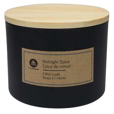 Hometrends 12oz Bougie parfumée à 2 mèches aux épice de minuit en pot givré 340g bougie parfumée