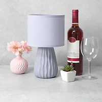 Simple Designs 11.02" Traditional Mini Modern Ceramic Texture Pastel Accent Bedside Table Desk Lamp with Matching Fabric Shade for Bedroom, Nightstand, Living Room, Entryway