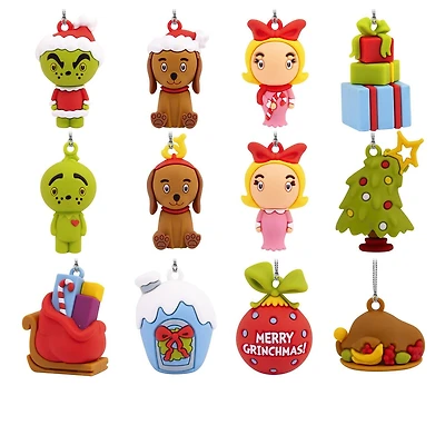 Ensemble de 12 mini décorations Hallmark de Noël, calendrier de compte à rebours, sapin en papier (Comment le Grinch a volé Noël ! de Dr Seuss)