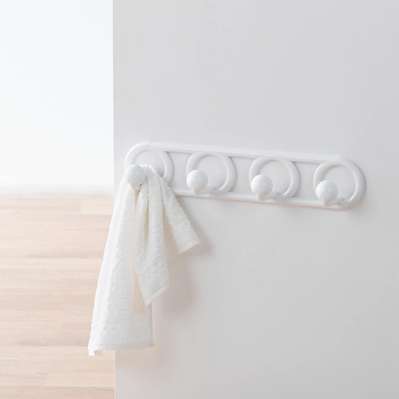 Neatfreak Crochet Mural Robuste en Plastique à 4 Crochets, Blanc, 1 Pièce