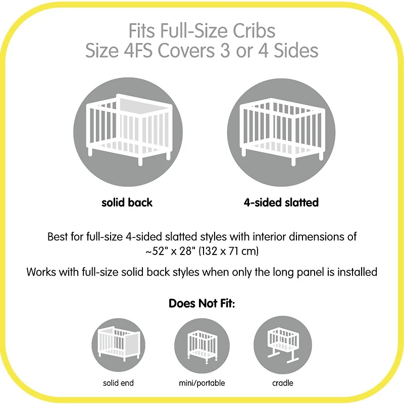 BreathableBaby Breathable Mesh Liner for Full-Size Cribs, Classic 3mm Mesh, Safari Fun Too (Size 4FS Covers 3 or 4 Sides)