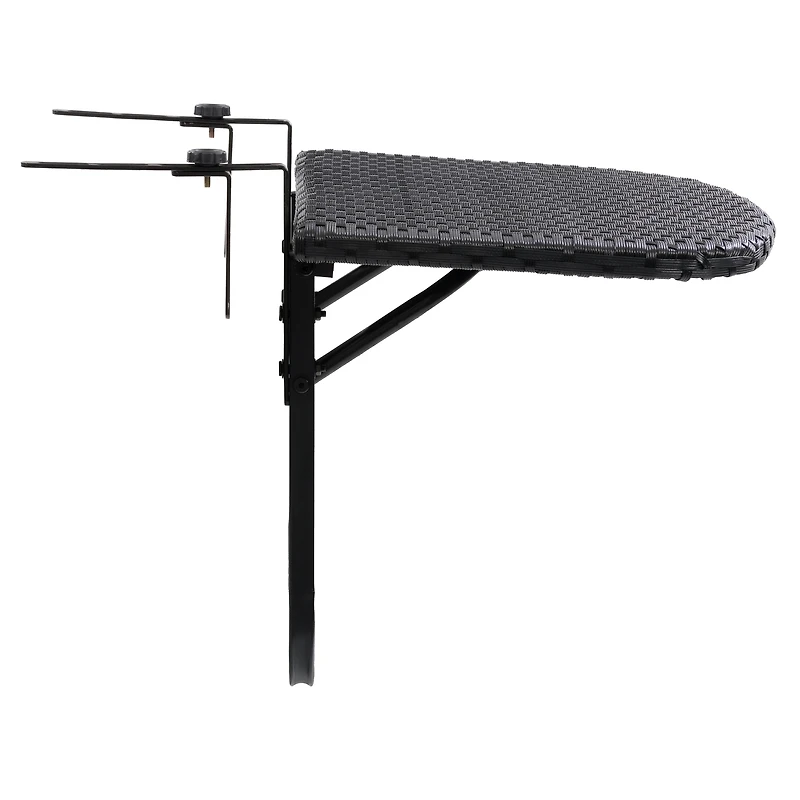 Table de balcon pliante d'extérieur CorLiving Parksville en résine tressée et acier, noire
