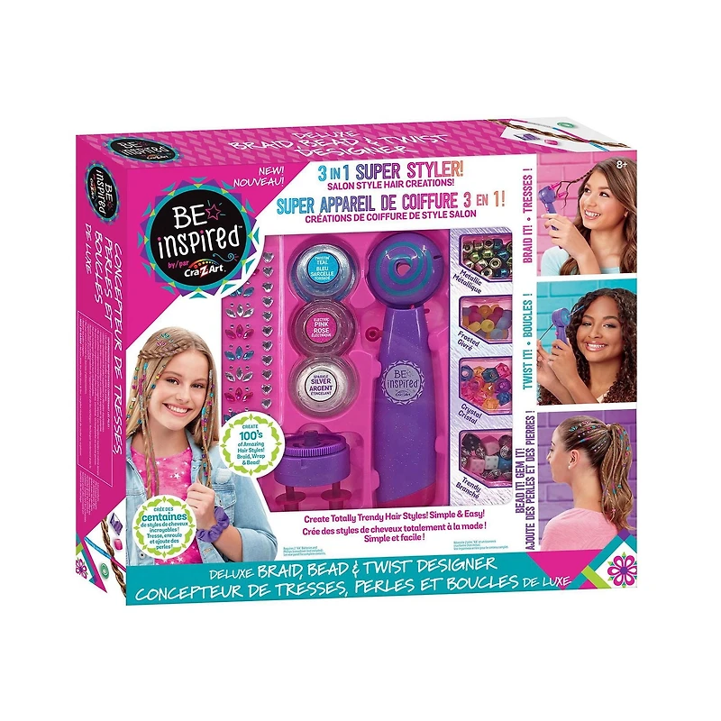 Cra-Z-Art Be Inspired 3-in-1 Deluxe Braid, Bead & Twist Hair Designer Salon, Hair Crafts, 8+. Great Gift for any occasion.