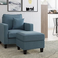 Ensemble de fauteuil d'appoint et repose-pieds rembourrés d'apparence lin Georgia