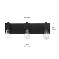 Applique murale noir mat à 3 ampoules de 18 po, 63000018