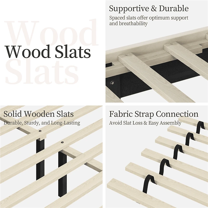 Fullfurnique Velvet Upholstered Bed Frame with Charging Outlets & USB Ports, Full, Beige