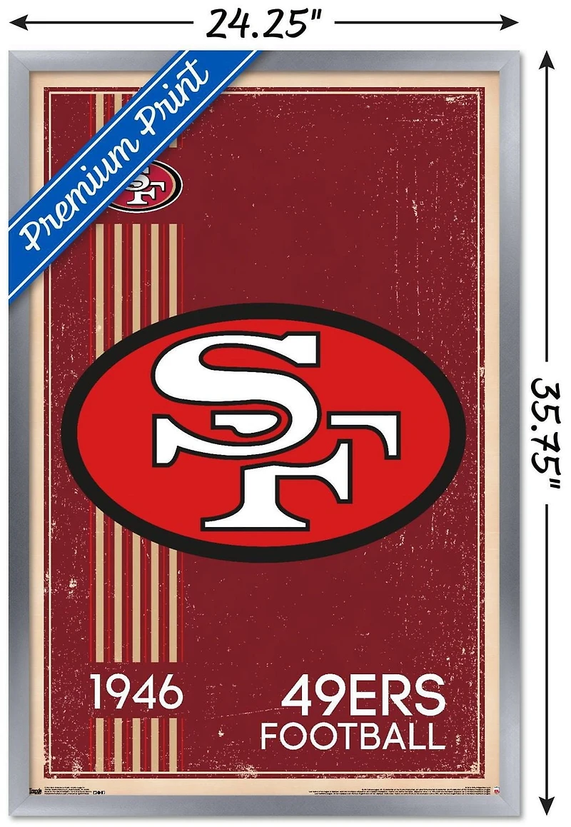 NFL San Francisco 49ers - Retro Logo 14 Wall Poster, 22.375" x 34" Framed