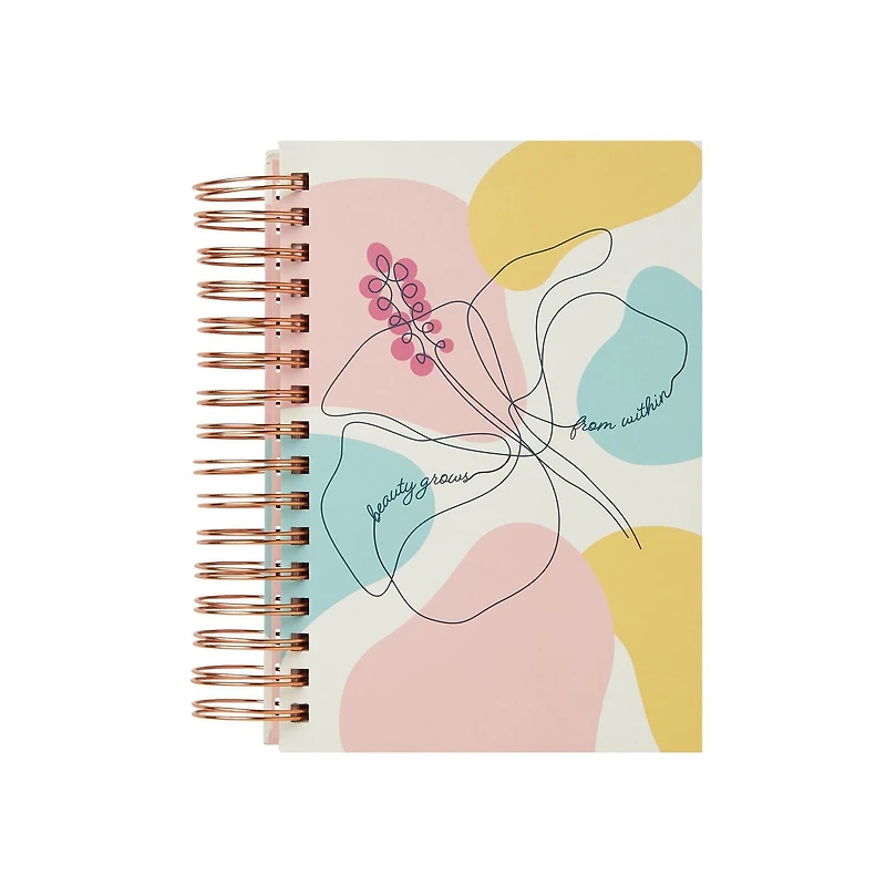 C.R. Gibson "Beauty Grows From Within" Twin Wire Chunky Journal, by Markings, 1" Rose Gold Spiral Binding, Notebook, Journal, Organizer