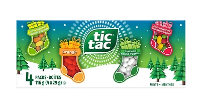 TIC TAC Mints, Holiday Stocking Stuffer, 116 grams, 4 Count Single Packs, 116g, pack of 4
