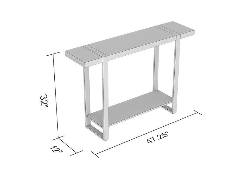 Safdie & Co. Console Table, 1 Shelf, Brown Reclaimed Wood Top & Black Metal Legs.