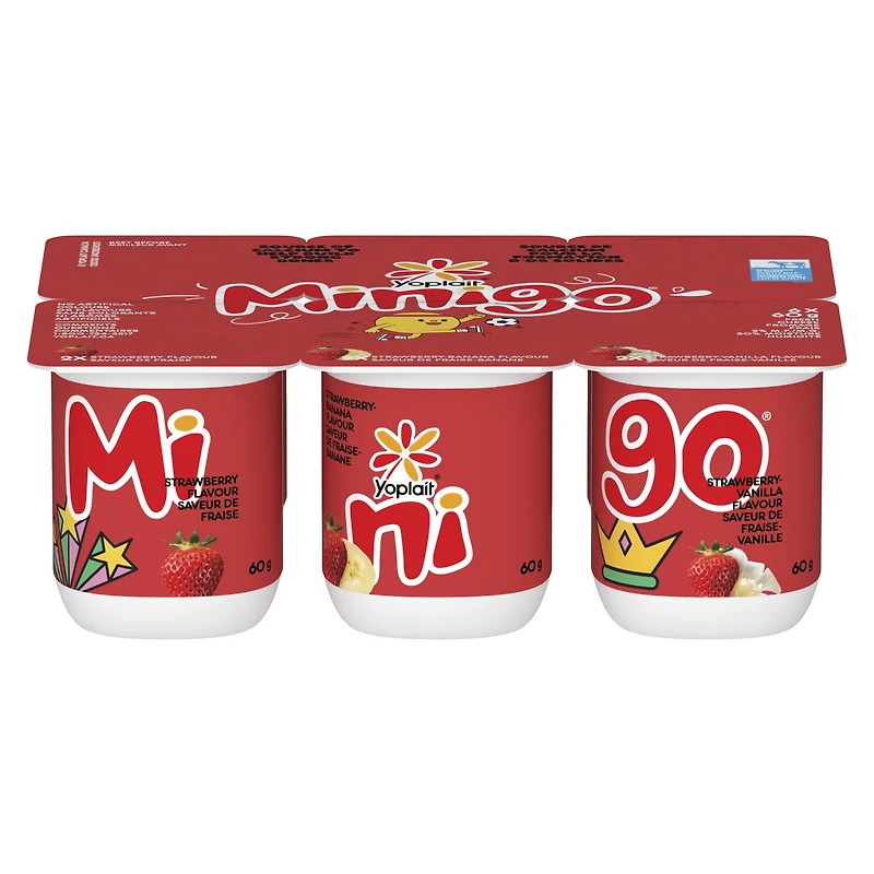 Yop Duo Minigo 2 %, saveurs variées, collations pour enfants 6 x 60g