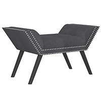 Modern Fabric and Solid Wood Bench - Grey and Black