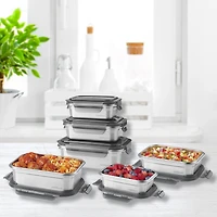 Starfrit LocknLock Steel - Contenant en acier inoxydable - 1,2L /40oz - Hermétique et étanche - Couvercle verrouillable à 4 côtés Acier inoxydable