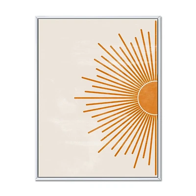 Designart Orange Sun Print I FLOAT FRAME WALL ART