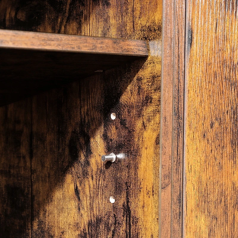 SONGMICS HOME Rustic Brown TV Stand with 2 Doors, Fits TVs up to 60 Inches – TV Bench/Cabinet