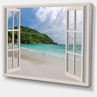 Designart Open Window to Calm Seashore Canvas Wall Art