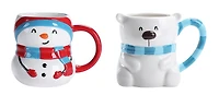 Holiday Time Bear & Snowman Mug, 2-Piece