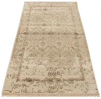 ECARPETGALLERY 5'0" x 7'9" Bordered Finest Oushak Hand-knotted Area Rug for Living Room, Dining Room and Bedroom in Ivory