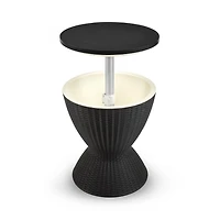 HOMETRENDS Patio Side Table Cooler - Black, Hidden ice cooler