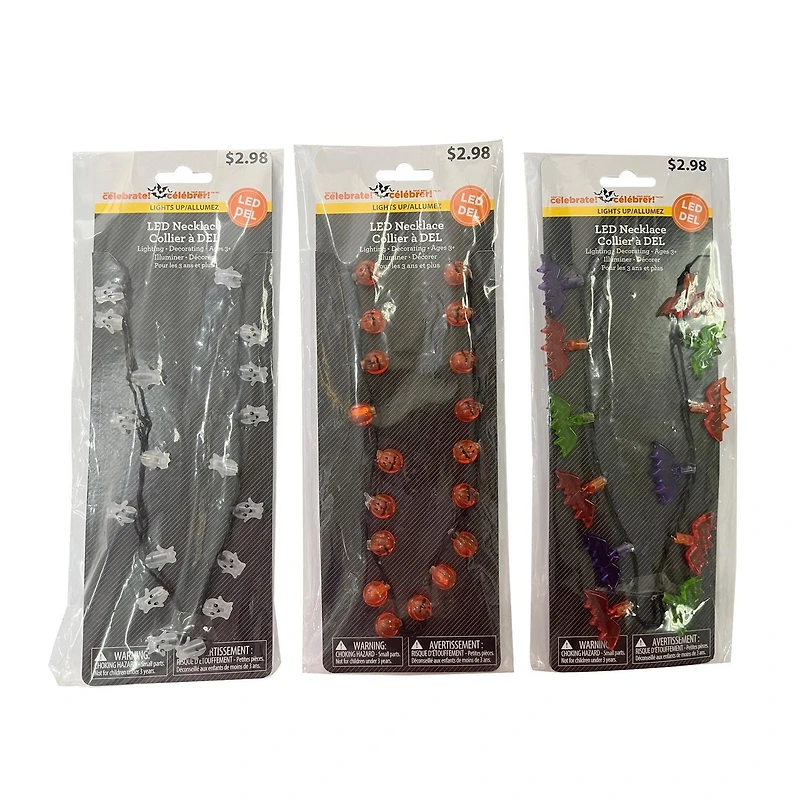 Way to celebrate LED Necklace with Bat Shape for Treat or Trick and Halloween Party