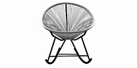 Costa Rocker Lounge Chair in Grey, Wire Lounge Chair, Plastic Lounge Chair, Beach Lounge Chair, Indoor-Outdoor Lounge Chair,Hammock Weave,Rattan,Weather resistance, Patio Lounge Chair, Oval Lounge Cha