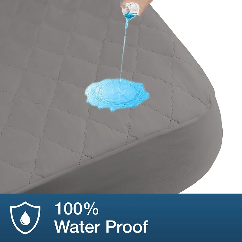 Beddora Waterproof Mattress Protector with Quilted Top – King – Soft & Breathable – Light Grey