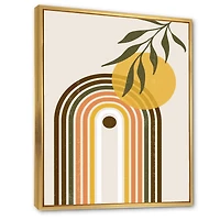 Designart Soleil jaune abstrait avec arc-en-ciel rétro ART MURAL À CADRE FLOTTÉ