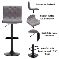 Heavenly Collection Grey Tufted Adjustable Stool