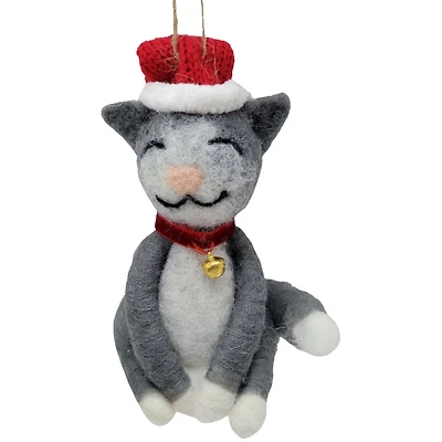 HOLIDAY TIME WOOL POLYESTER GRAY CAT - GRAY & WHITE
