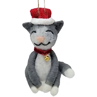 HOLIDAY TIME WOOL POLYESTER GRAY CAT - GRAY & WHITE