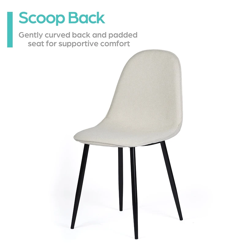 Homy Casa Set of 4 Modern Dining Chairs with Metal Legs and Upholstery Seats for Kitchen Café, Cream Fabric