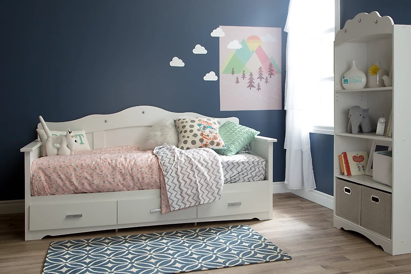 South Shore Tiara Twin Daybed with Storage, in Pure White