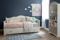 South Shore Tiara Twin Daybed with Storage, in Pure White