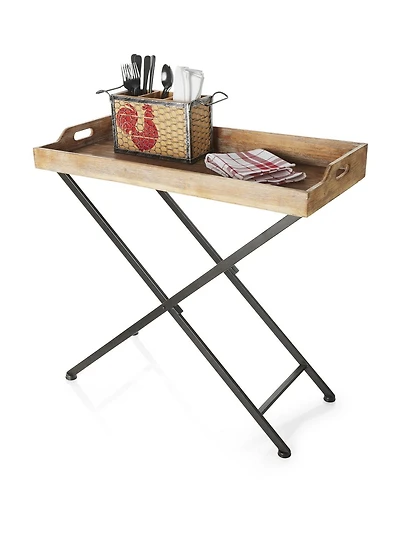 hometrends Wood and Metal Tray Table