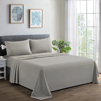 Marina Decoration 600 Thread Count Ultra Soft Deep Pocket Hotel Standard Solid Bedding Long Staple Percale Cotton All Season Sheet Set, Taupe Color