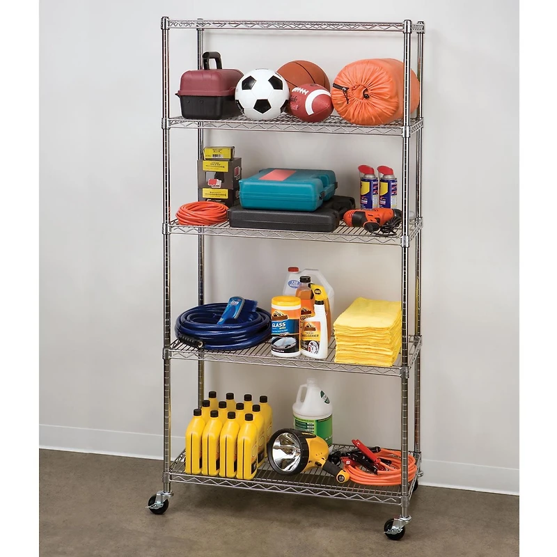 Seville Classics 5 Shelf Shelving with Wheels