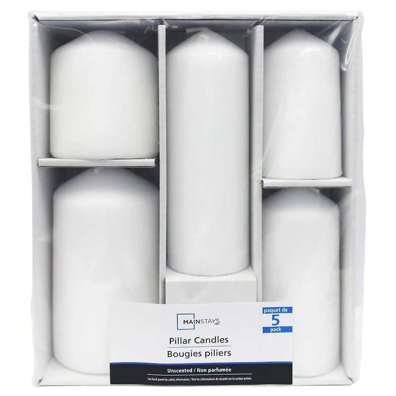 Mainstays bougies pilier blanc, non parfumé