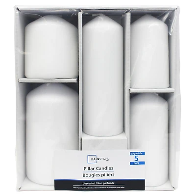 Mainstays bougies pilier blanc, non parfumé